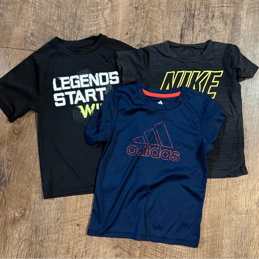 adidas Navy Short Sleeve Logo Tee for Kids
